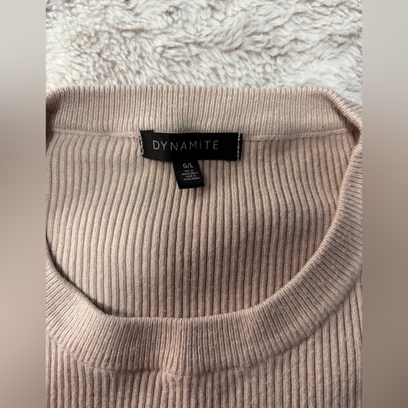 Dynamite Taupe Ribbed Crop size Large - Picture 3 of 3